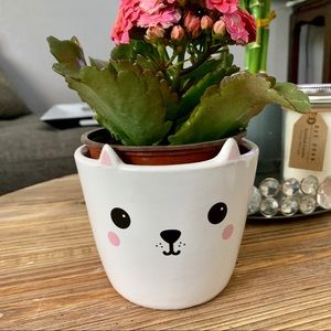 Cute dog succulent plant pot -garden white pot